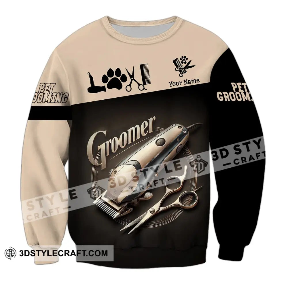 Unisex Shirt Custom Name Groomer Pet Grooming T-Shirt Hoodie Long Sleeve / S T-Shirt