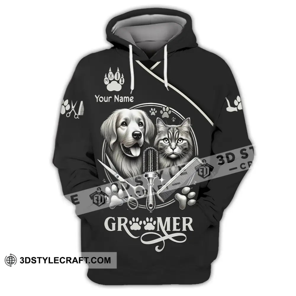 Unisex Shirt Custom Name Groomer Pet Grooming T-Shirt Hoodie Long Sleeve / S T-Shirt