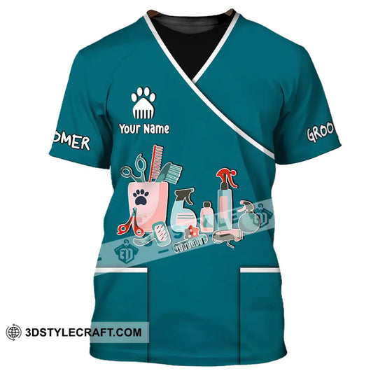 Unisex Shirt, Custom Name Groomer Shirt, Pet Groomer Polo, Pet Grooming T-Shirt style option 2