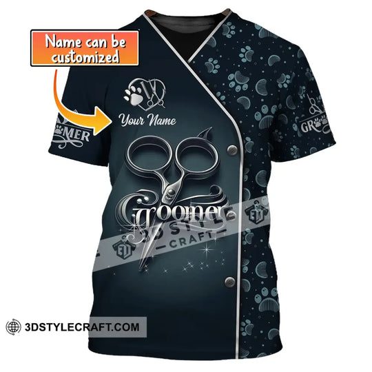 Unisex Shirt, Custom Name Groomer Shirt, Pet Groomer Polo Hoodie, Pet Grooming T-Shirt style option 1