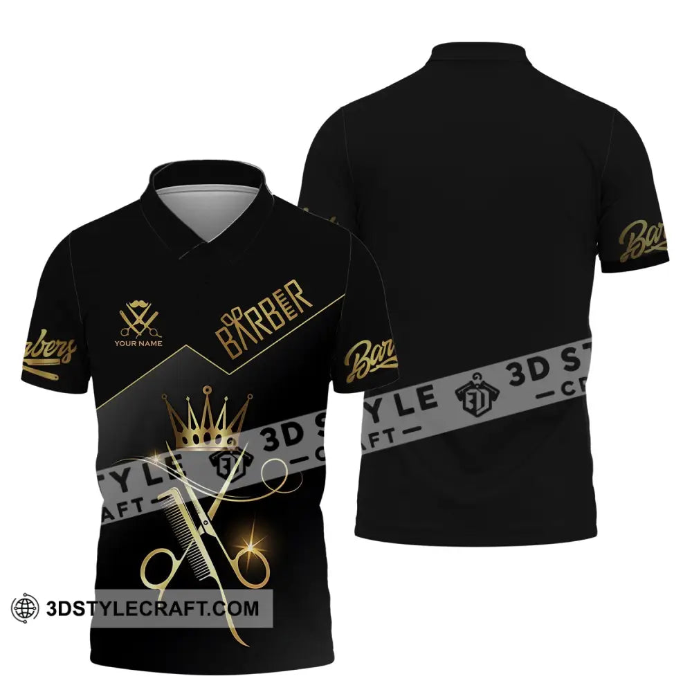 Unisex Shirt - Custom Name Hair Dresser Barber Gold Polo / S T-Shirt