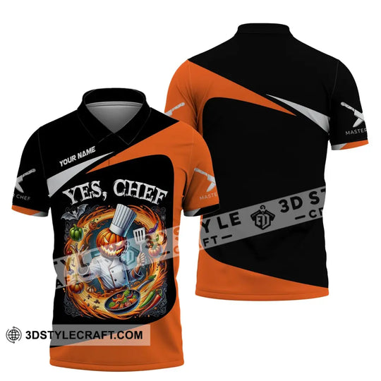 Unisex Shirt, Custom Name Halloween Chef Shirt, Chef Apparel, Chef Polo Long Sleeve, Cooking Love T-Shirt style option 4