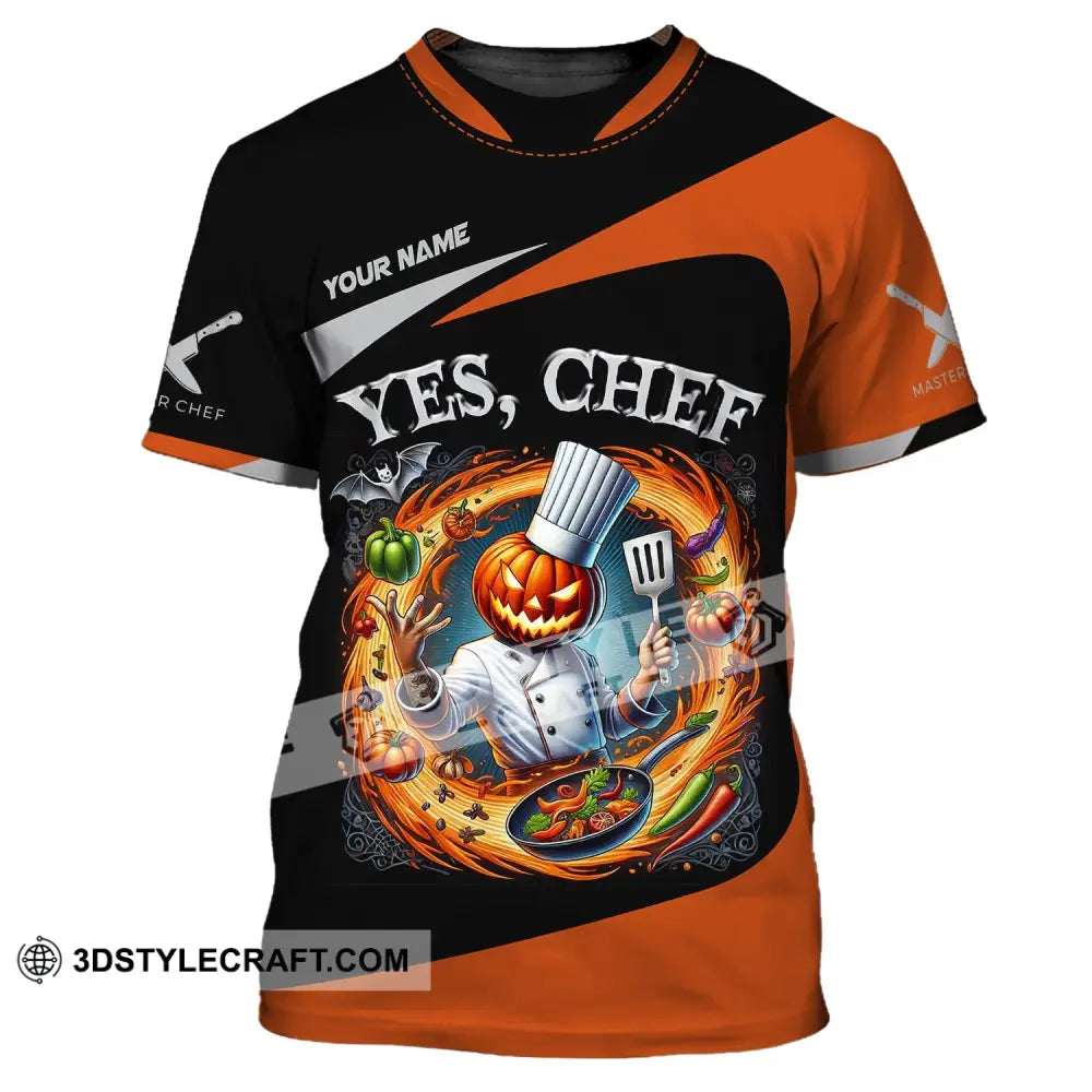 Unisex Shirt Custom Name Halloween Chef Apparel Polo Long Sleeve Cooking Love T-Shirt / S T-Shirt