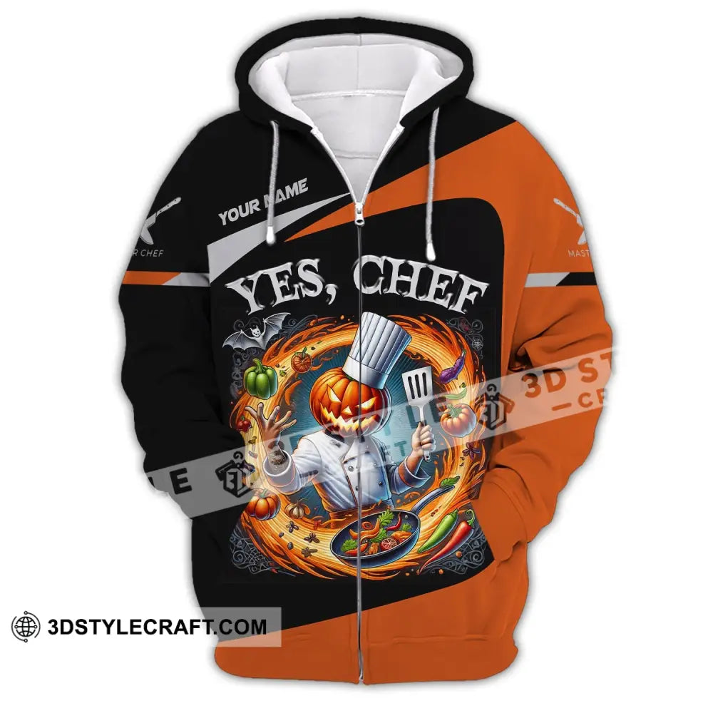 Unisex Shirt Custom Name Halloween Chef Apparel Polo Long Sleeve Cooking Love T-Shirt Zipper Hoodie