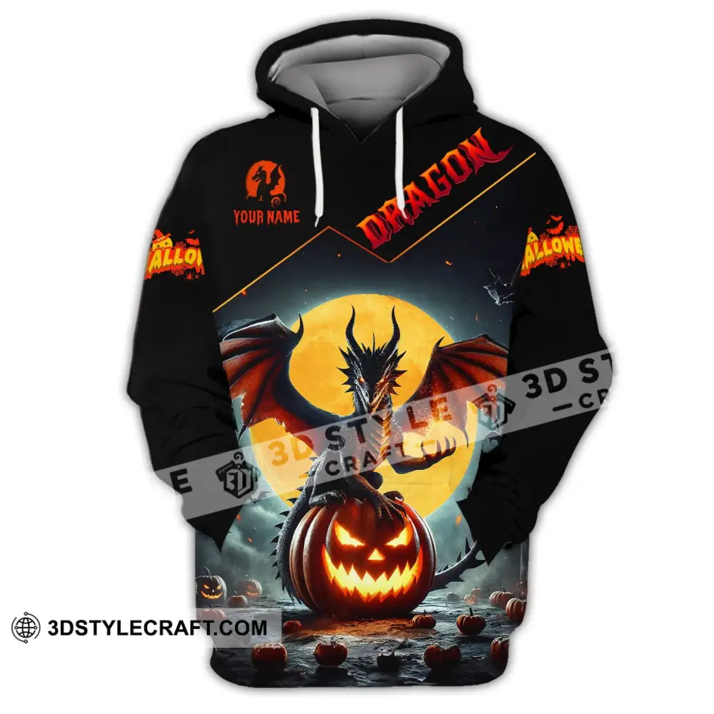 Unisex Shirt - Custom Name Halloween Fire Dragon Hoodie / S T-Shirt