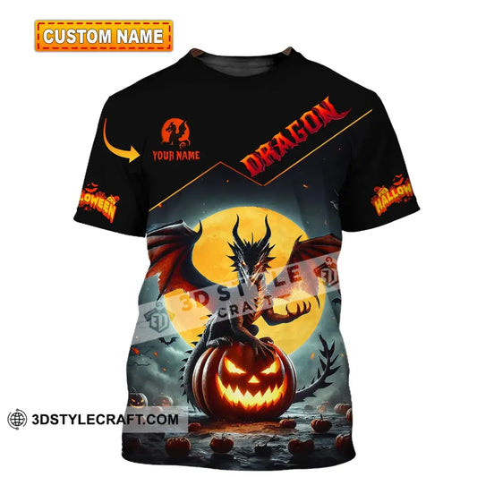 Unisex Shirt - Custom Name Halloween Fire Dragon T-Shirt