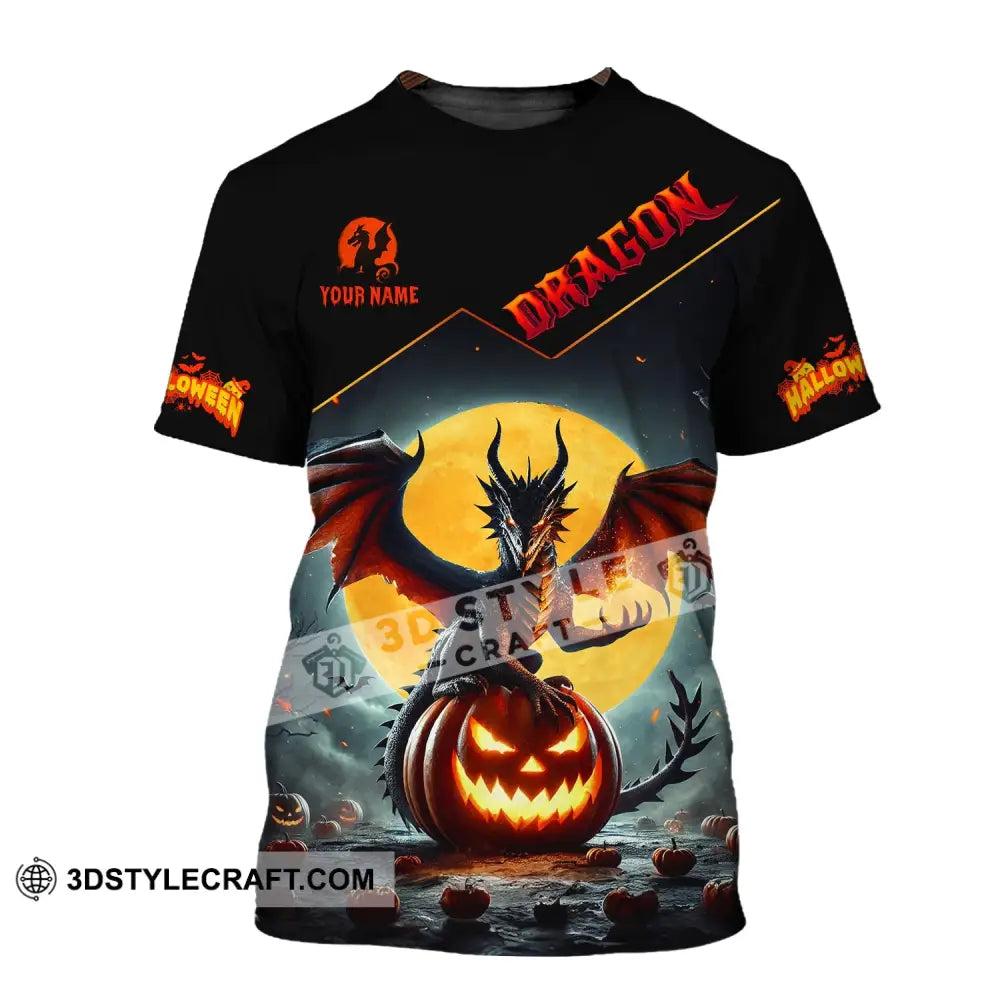 Unisex Shirt - Custom Name Halloween Fire Dragon T-Shirt / S T-Shirt