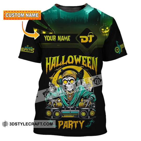 Unisex Shirt, Custom Name Halloween Party Shirt, DJ Hoodie Shirt Polo Long Sleeve Shirt style option 1