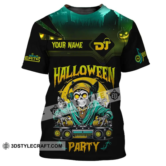 Unisex Shirt, Custom Name Halloween Party Shirt, DJ Hoodie Shirt Polo Long Sleeve Shirt style option 2