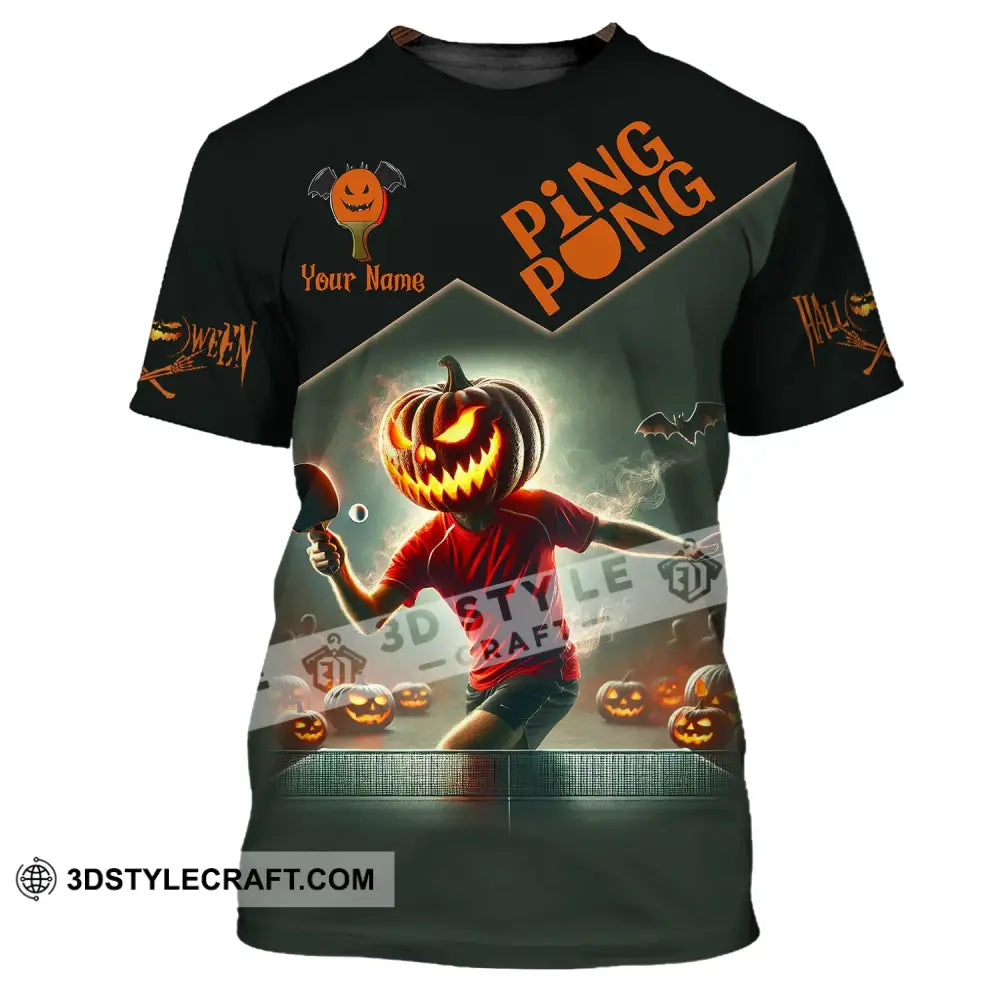 Unisex Shirt Custom Name Halloween Ping Pong Apparel Polo Long Sleeve Love T-Shirt / S T-Shirt