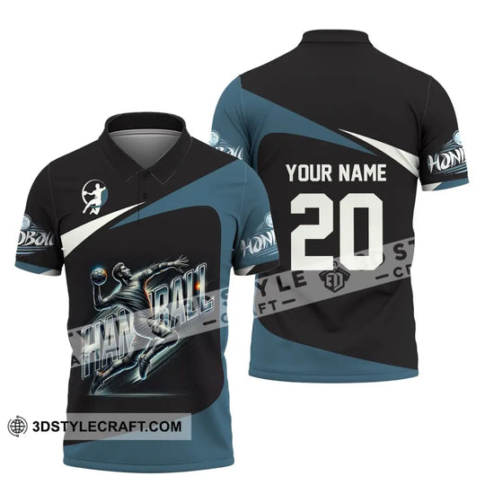 Unisex Shirt, Custom Name Handball Shirt, Handball Long Sleeve Hoodie Polo Shirt, Handball Team Uniform style option 4