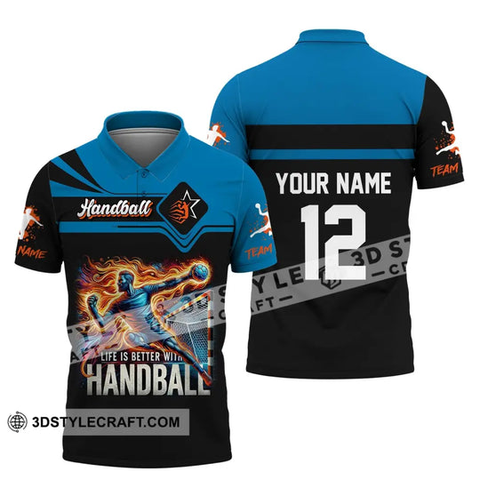 Unisex Shirt, Custom Name Handball Shirt, Handball Long Sleeve Hoodie Polo Shirt, Handball Team Uniform style option 4