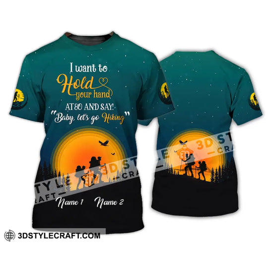 Unisex Shirt, Custom Name Hiking Shirt, Couple Hiking Apparel, Hiking Polo Shirt Hoodie Long Sleeve style option 2