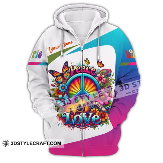 Unisex Shirt, Custom Name Hippie T-Shirt, Hippie Hoodie Long Sleeve Shirt, Peace Love Shirt style option 3