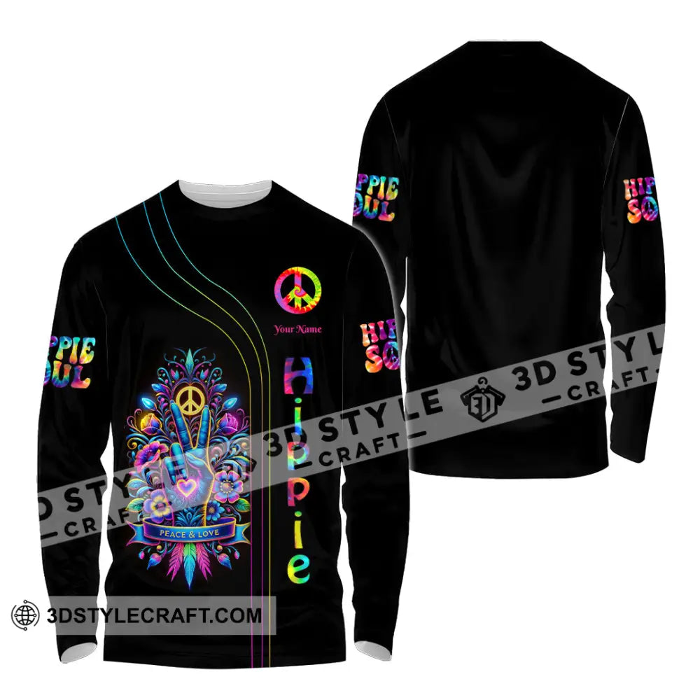 Unisex Shirt Custom Name Hippie T-Shirt Hoodie Long Sleeve Retro Clothing / S T-Shirt