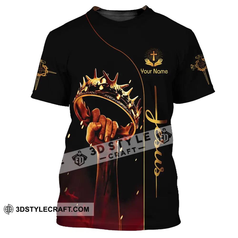 Unisex Shirt - Custom Name Holding Crown Of Thorns Jesus T-Shirt / S T-Shirt