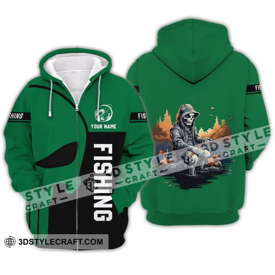Unisex Shirt - Custom Name Hook Fishing Skeleton Shirt style option 3