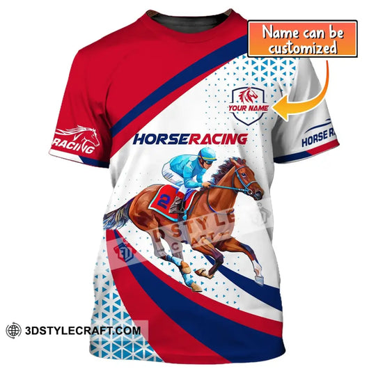 Unisex Shirt, Custom Name Horse Racing Shirt, T-Shirt for Horse Racing Club, Gift for Horse Racing Lovers style option 1