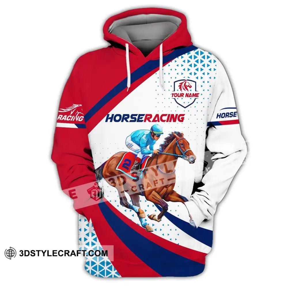 Unisex Shirt Custom Name Horse Racing T-Shirt For Club Gift Lovers Hoodie / S