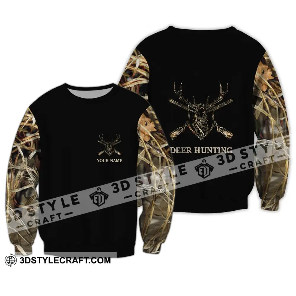 Unisex Shirt - Custom Name Hunting Deer Full Printing Long Sleeve / S T-Shirt