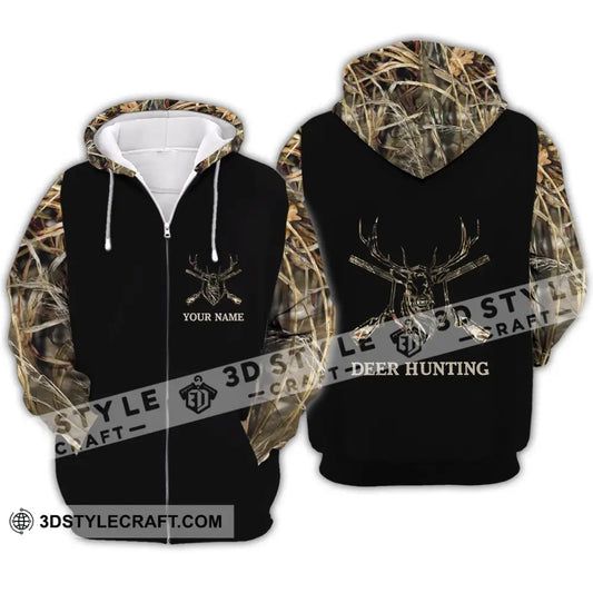 Unisex Shirt - Custom Name Hunting Deer Full Printing Zipper Hoodie / S T-Shirt