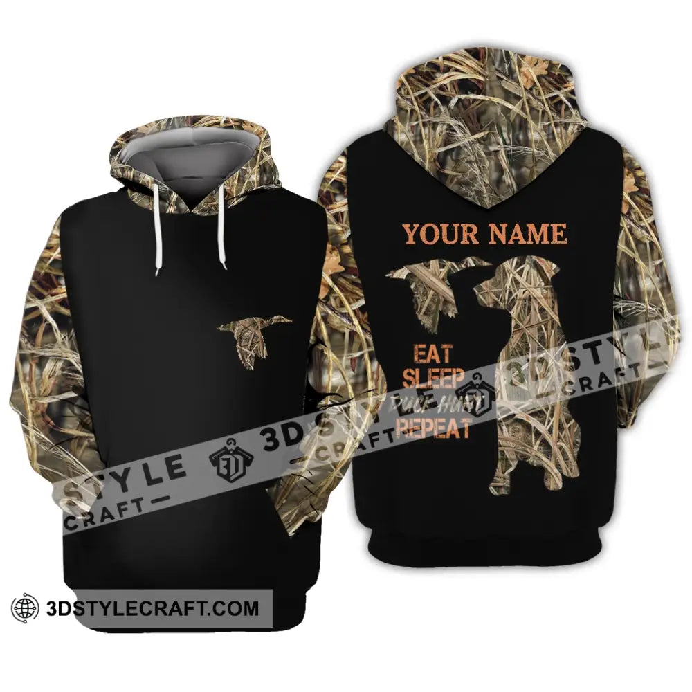 Unisex Shirt - Custom Name Hunting Duck Waterfowl Camo Bird Dog Hunter Hoodie / S T-Shirt