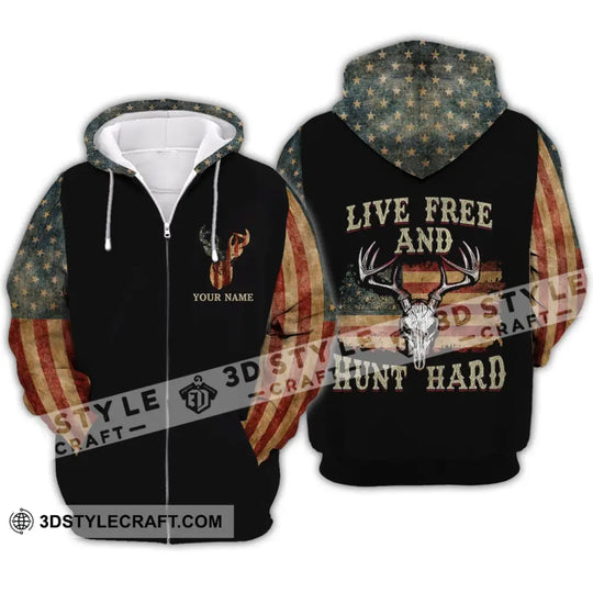 Unisex Shirt - Custom Name Shirt - Hunting Shirt, Hunting Name - Live Free And Hunt Hard style option 4