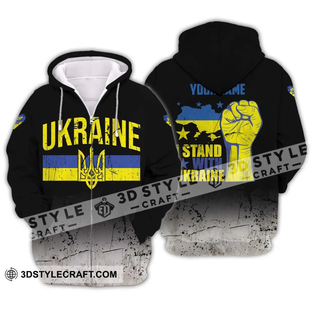 Unisex Shirt - Custom Name I Stand With Ukraine Zipper Hoodie / S T-Shirt