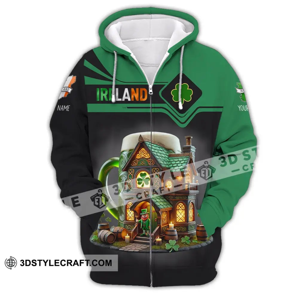 Unisex Shirt Custom Name Ireland Lover T-Shirt Gift Zipper Hoodie / S T-Shirt