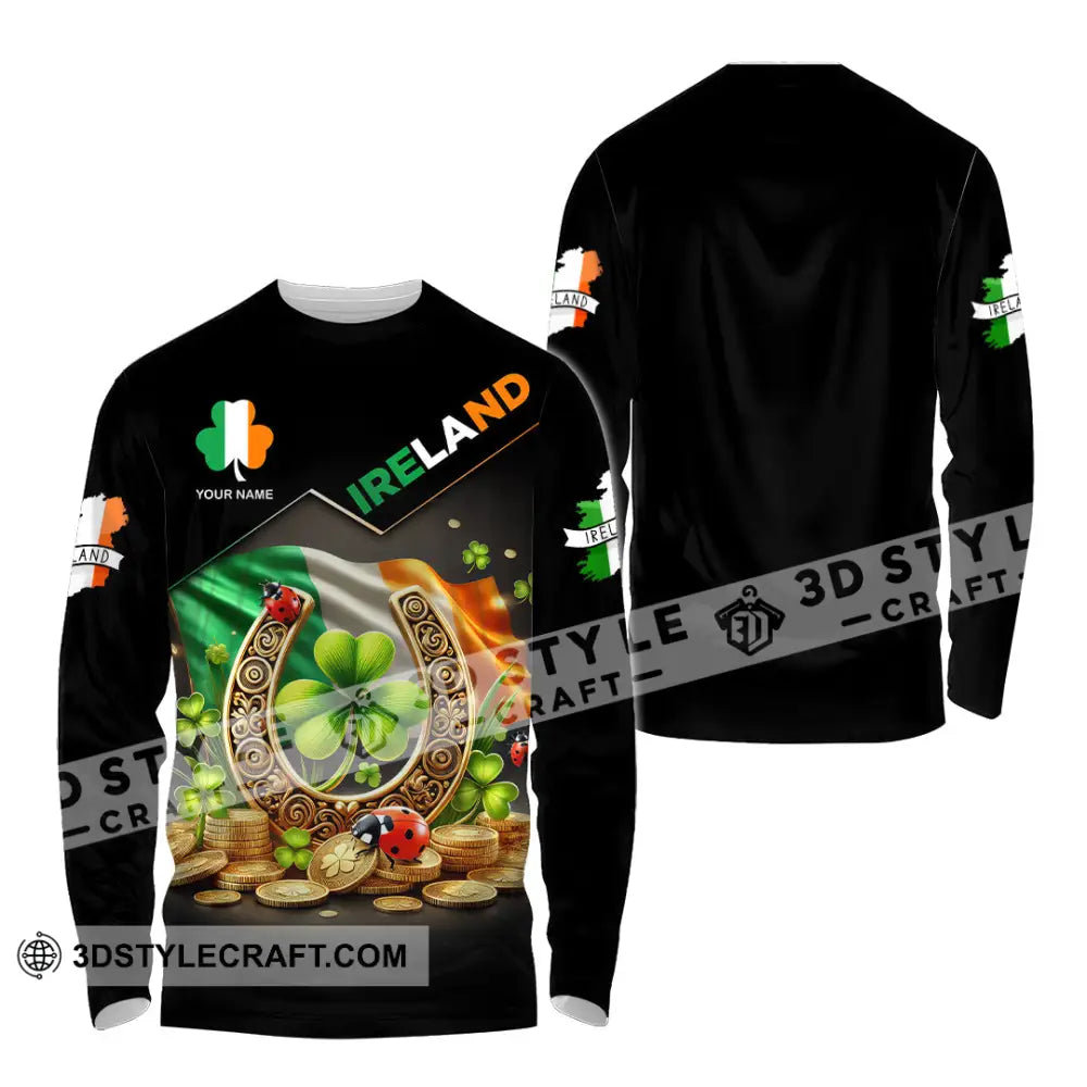 Unisex Shirt Custom Name Ireland Polo Long Sleeve / S T-Shirt