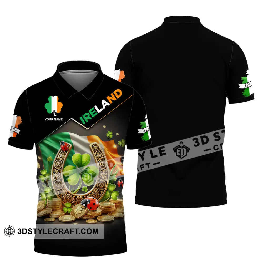 Unisex Shirt Custom Name Ireland Polo Long Sleeve / S T-Shirt