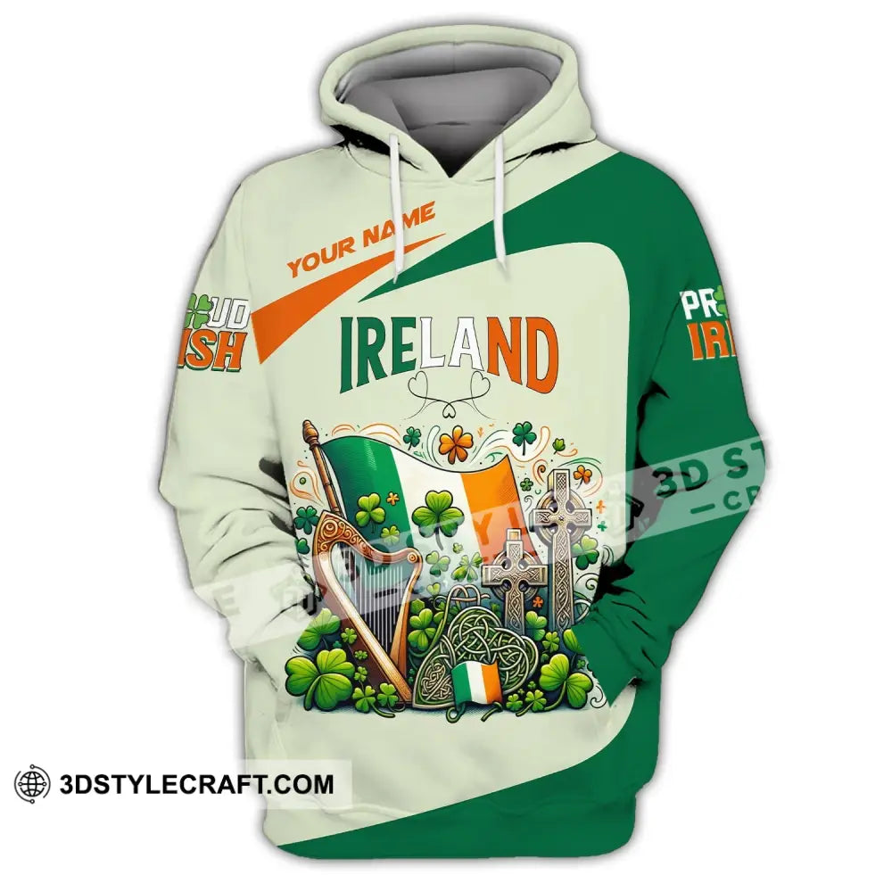 Unisex Shirt Custom Name Ireland T-Shirt Proud Irish Gift For Hoodie / S