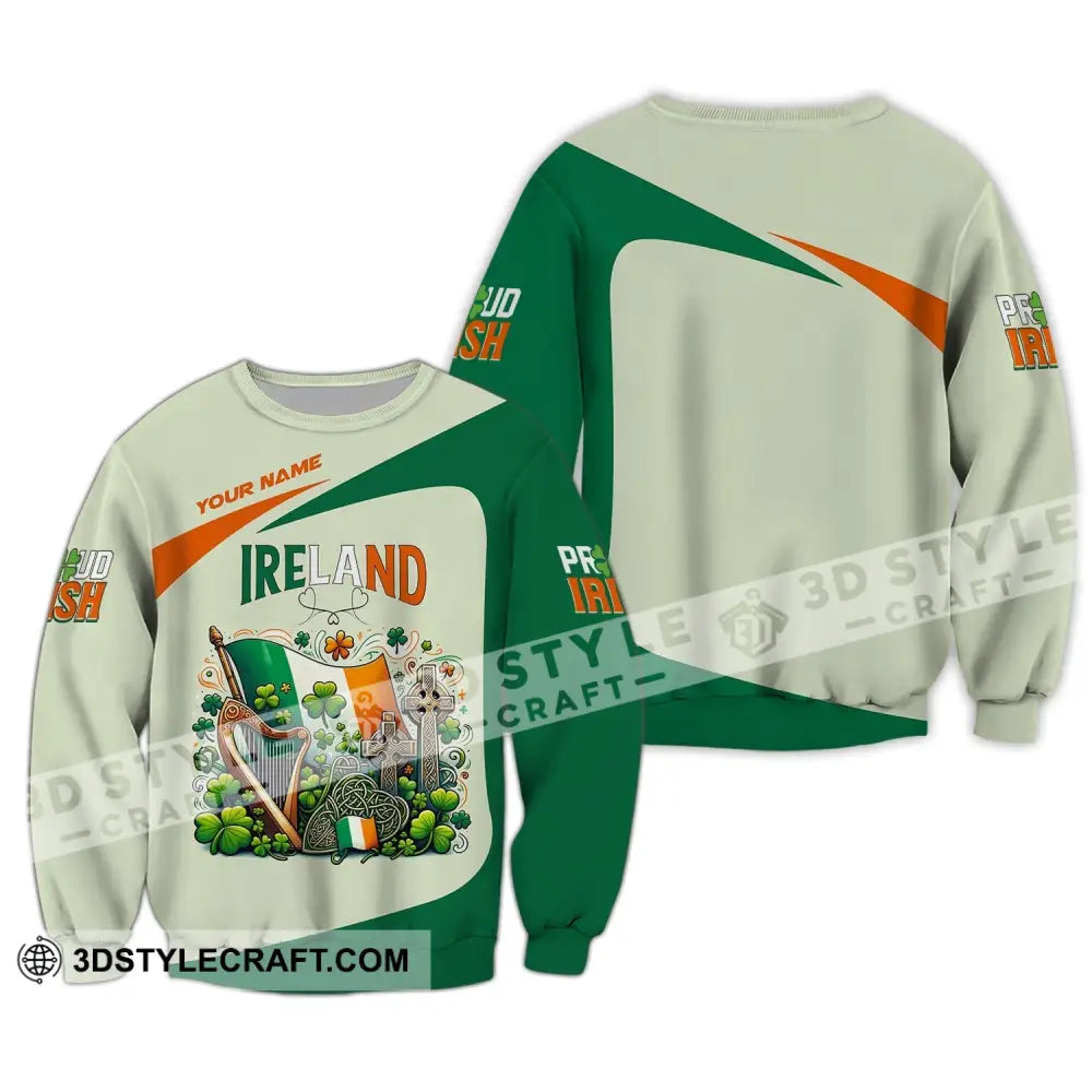 Unisex Shirt Custom Name Ireland T-Shirt Proud Irish Gift For Long Sleeve / S