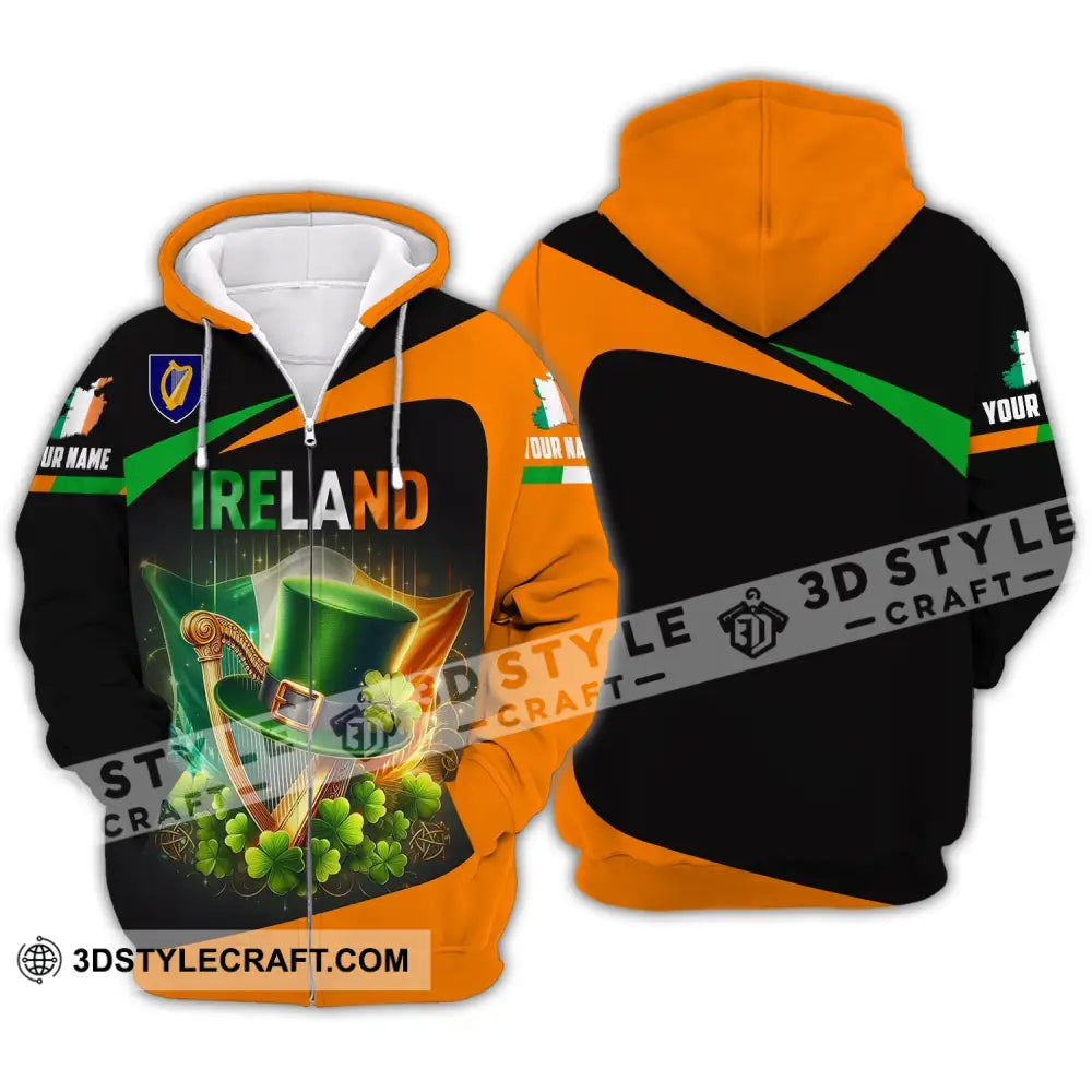 Unisex Shirt - Custom Name Ireland Zipper Hoodie / S T-Shirt