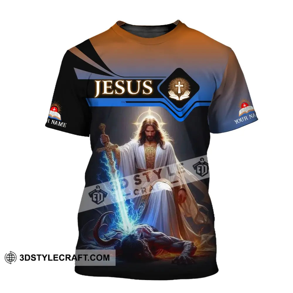 Unisex Shirt - Custom Name Jesus And Sword T-Shirt / S T-Shirt