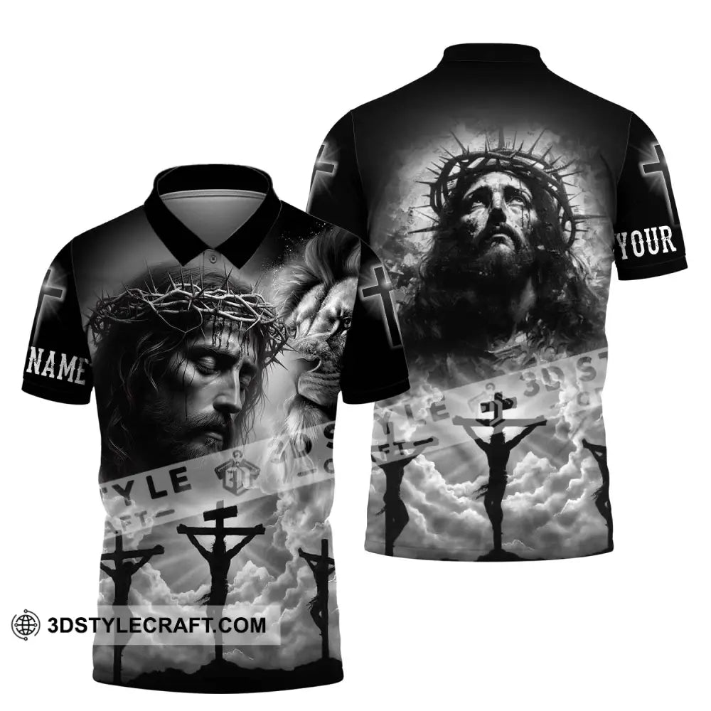 Unisex Shirt - Custom Name Jesus Black Polo / S T-Shirt