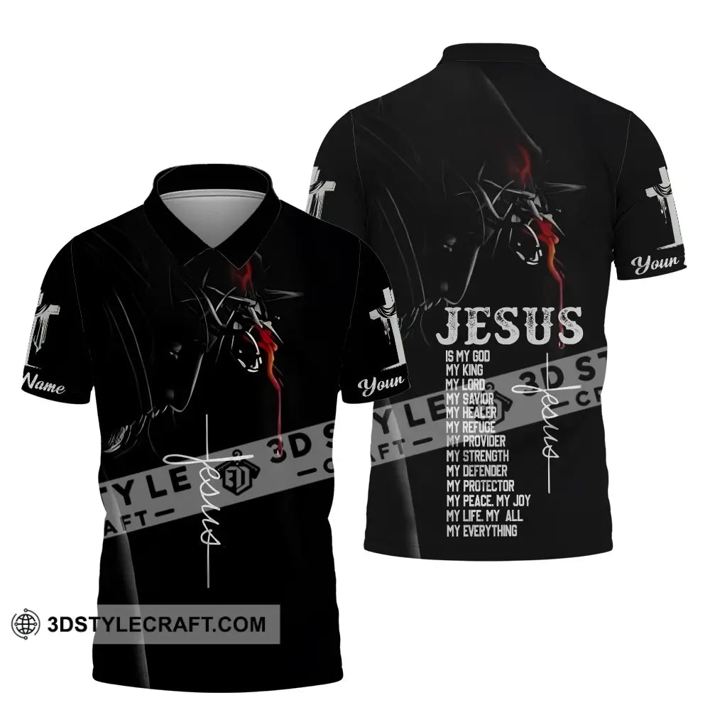 Unisex Shirt - Custom Name Jesus Is My God Polo / S T-Shirt