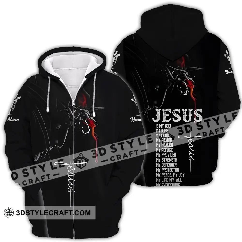 Unisex Shirt - Custom Name Jesus Is My God Zipper Hoodie / S T-Shirt