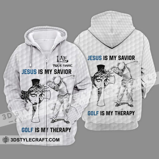 Unisex Shirt - Custom Name Shirt Jesus Is My Savior Golf Is My Therapy style option 2