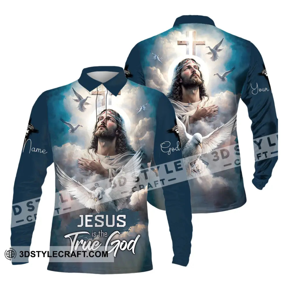 Unisex Shirt - Custom Name Jesus Is The True God Long Sleeve Polo / S T-Shirt