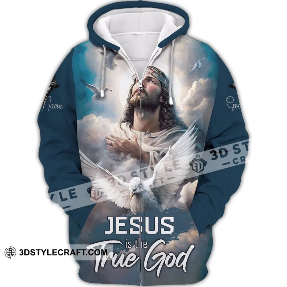 Unisex Shirt - Custom Name Jesus Is The True God Zipper Hoodie / S T-Shirt