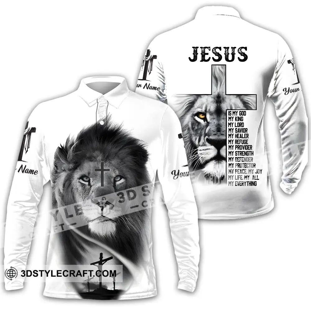 Unisex Shirt - Custom Name Jesus Light Is My God Long Sleeve Polo / S T-Shirt