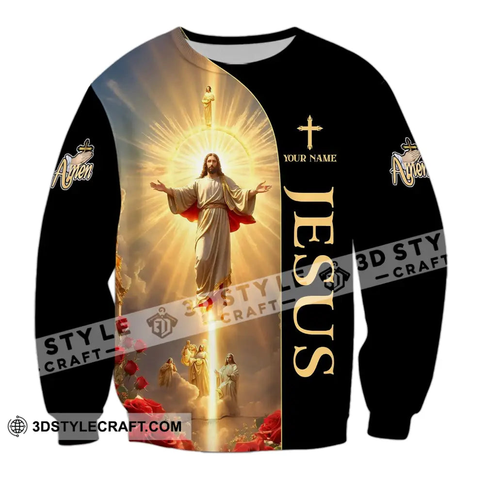 Unisex Shirt - Custom Name Jesus Light Long Sleeve / S T-Shirt