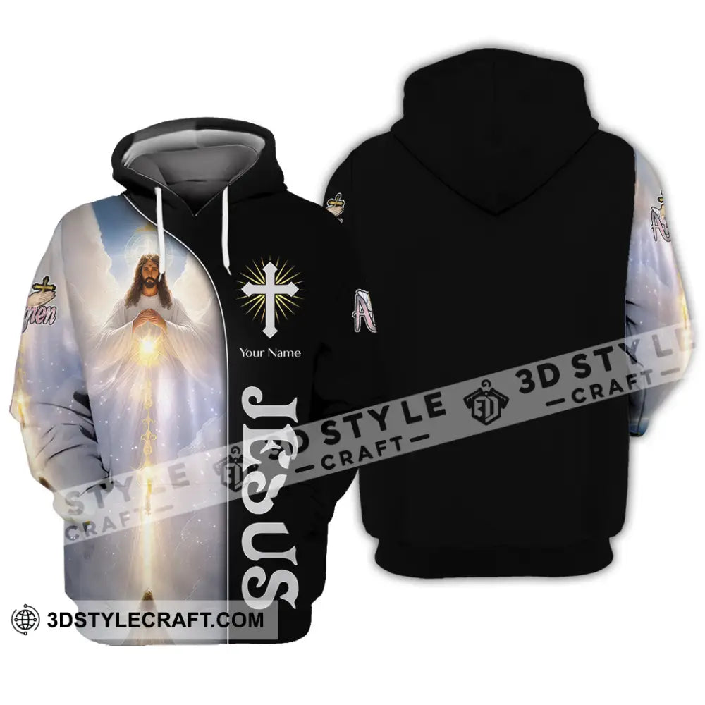 Unisex Shirt Custom Name Jesus Love Hoodie Polo Long Sleeve Gift For Christian / S T-Shirt