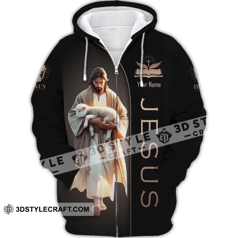 Unisex Shirt Custom Name Jesus Love Hoodie Polo Long Sleeve Gift For Christian Zipper / S T-Shirt