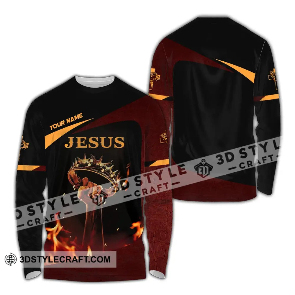 Unisex Shirt Custom Name Jesus Love Long Sleeve Hoodie Polo Gift For Christian / S T-Shirt