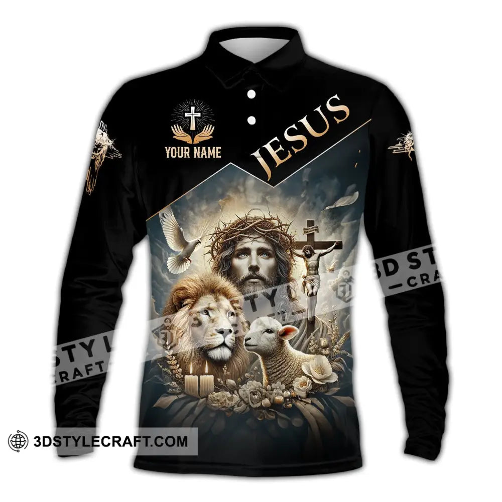 Unisex Shirt Custom Name Jesus Love Long Sleeve Hoodie Polo Gift For Christian / S T-Shirt