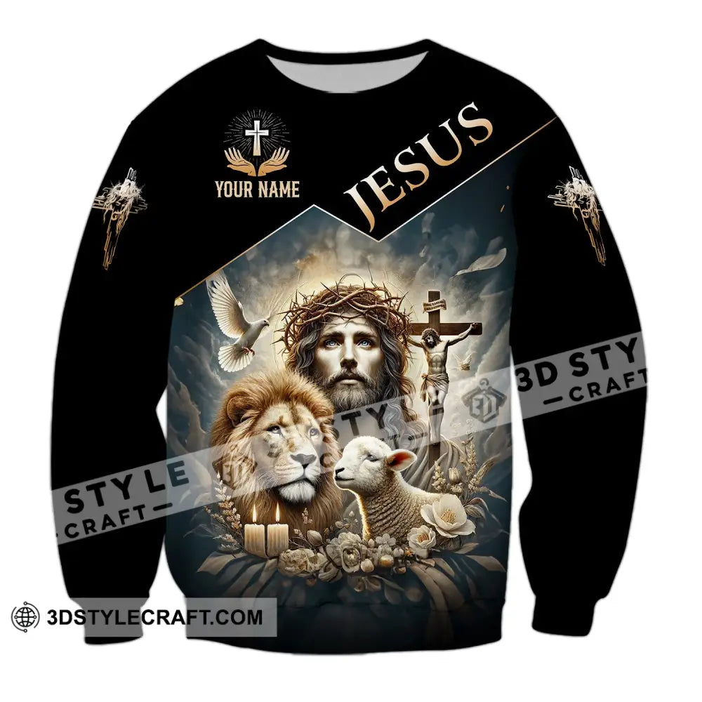 Unisex Shirt Custom Name Jesus Love Long Sleeve Hoodie Polo Gift For Christian / S T-Shirt