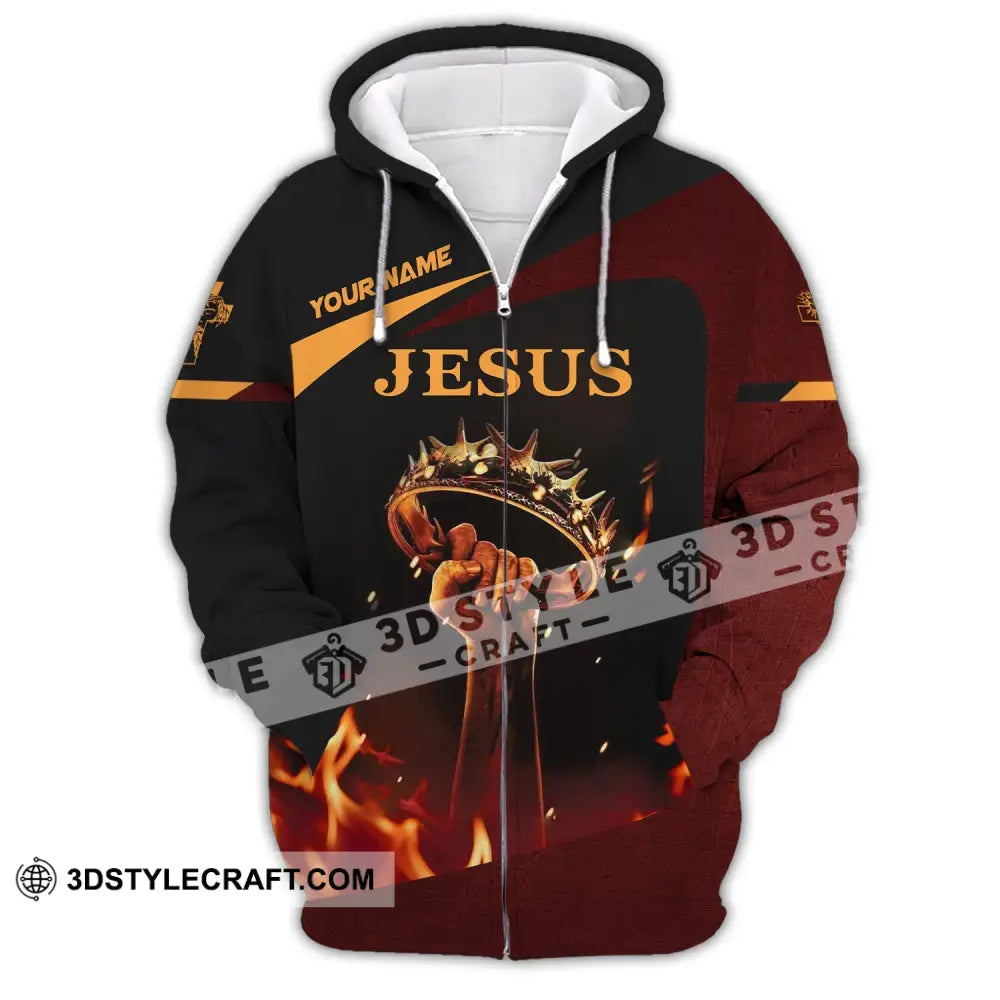 Unisex Shirt Custom Name Jesus Love Long Sleeve Hoodie Polo Gift For Christian Zipper / S T-Shirt