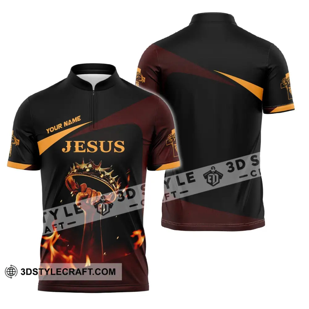 Unisex Shirt Custom Name Jesus Love Long Sleeve Hoodie Polo Gift For Christian Zipper / S T-Shirt